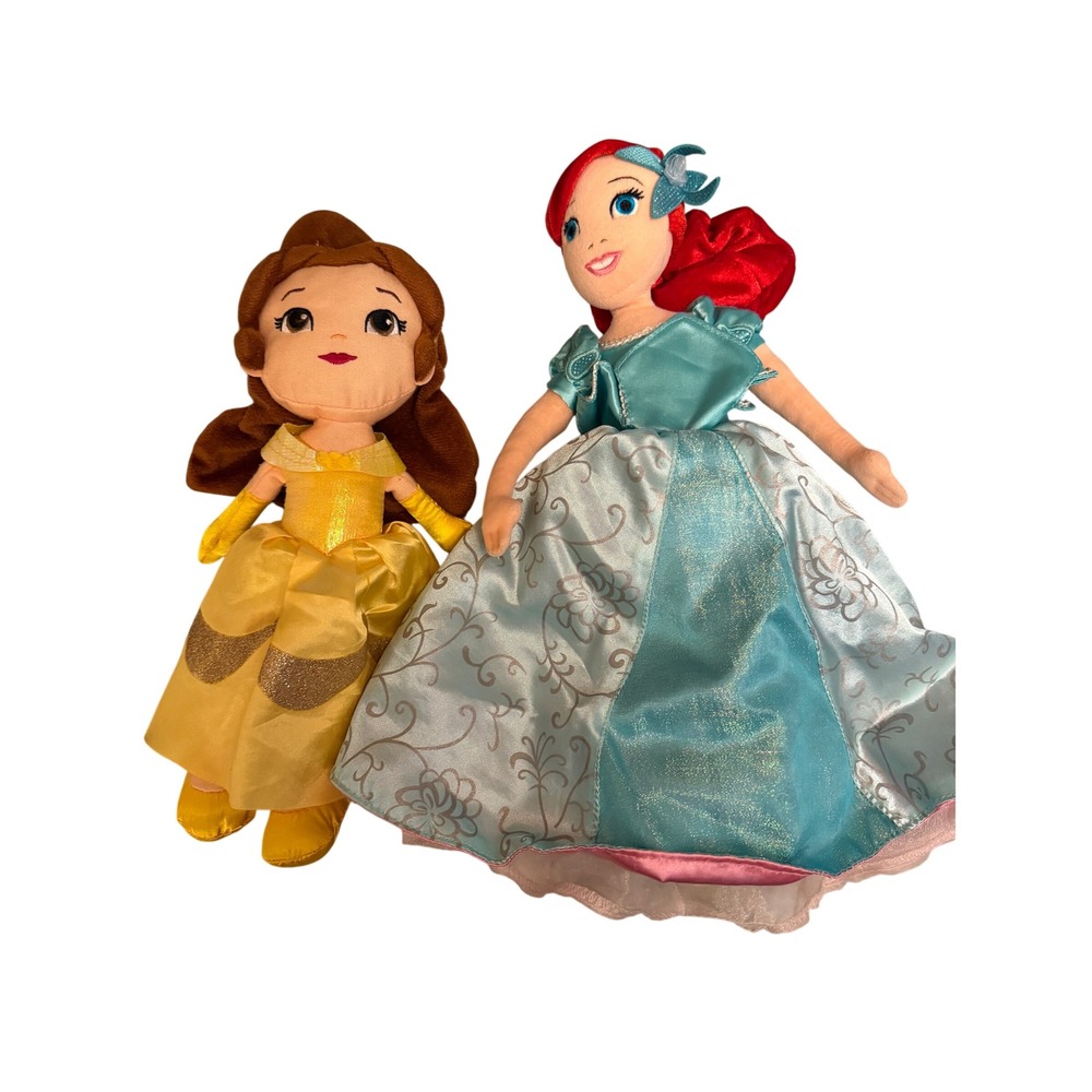Disney Parks Princess Plush Doll Lot Ariel Belle Aurora 2pc Set Topsy Turvy